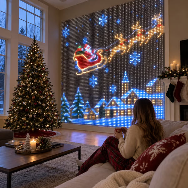 🔥 SPECIAL OFFER | 🎄✨Christmas Smart LED Curtain Lights | App-Controlled Animated Christmas Wall Display ✨