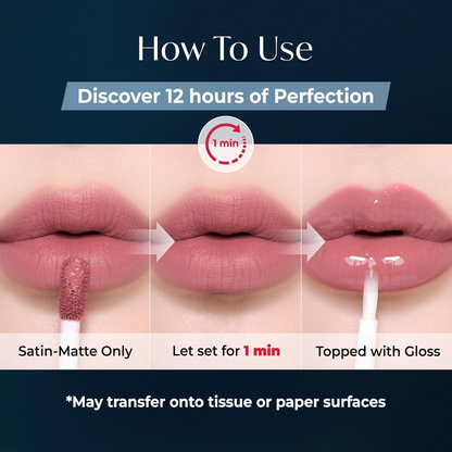 Perfect Twin Lip — Dual-Ended Liquid Lipstick with Velvet Matte Color and Glossy Shine