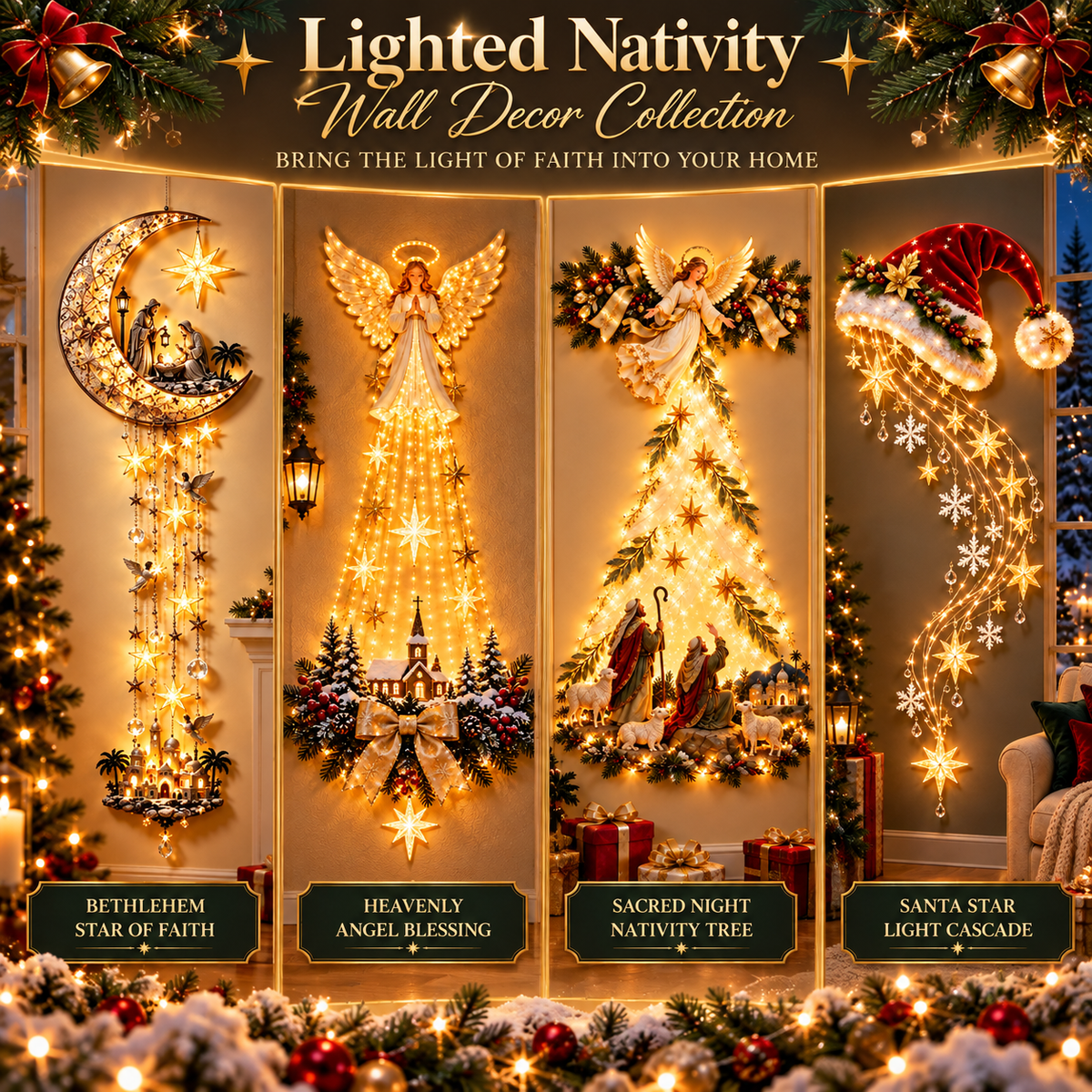 ✨Last Day 70% OFF✨✝️ Bethlehem Star of Faith™ – Lighted Nativity Wall Decor