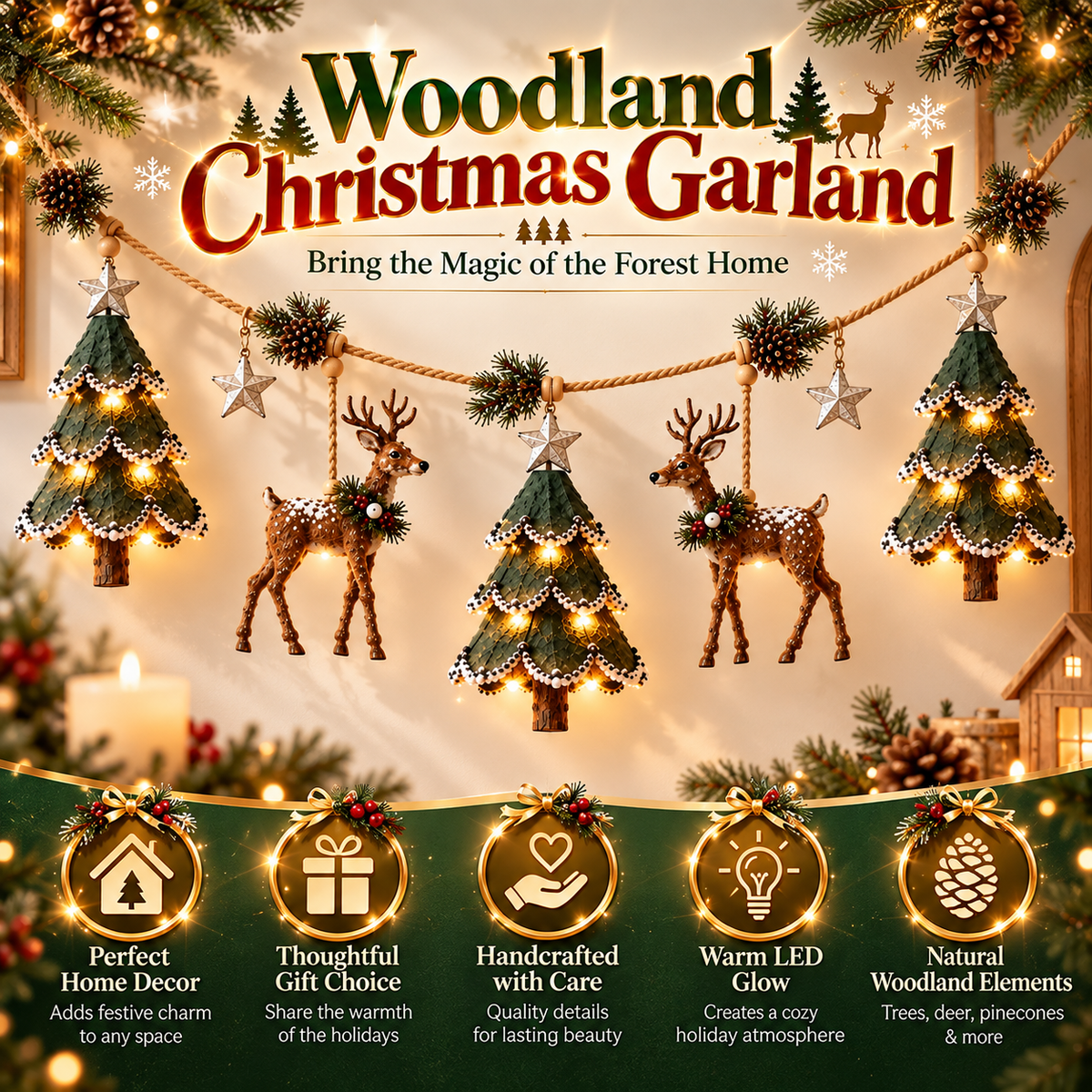 ✨Last Day 70% OFF✨Lighted Woodland Christmas Garland