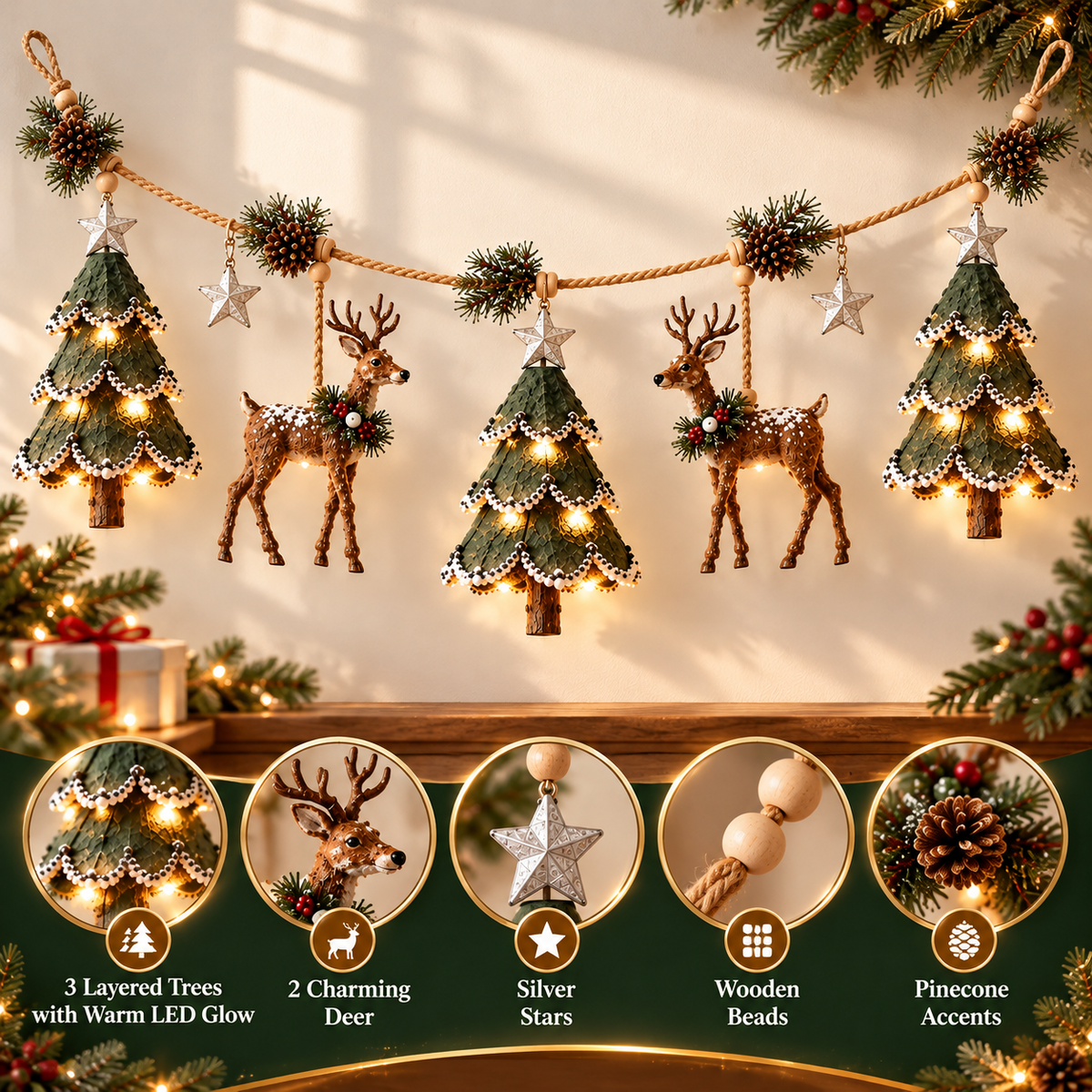 ✨Last Day 70% OFF✨Lighted Woodland Christmas Garland