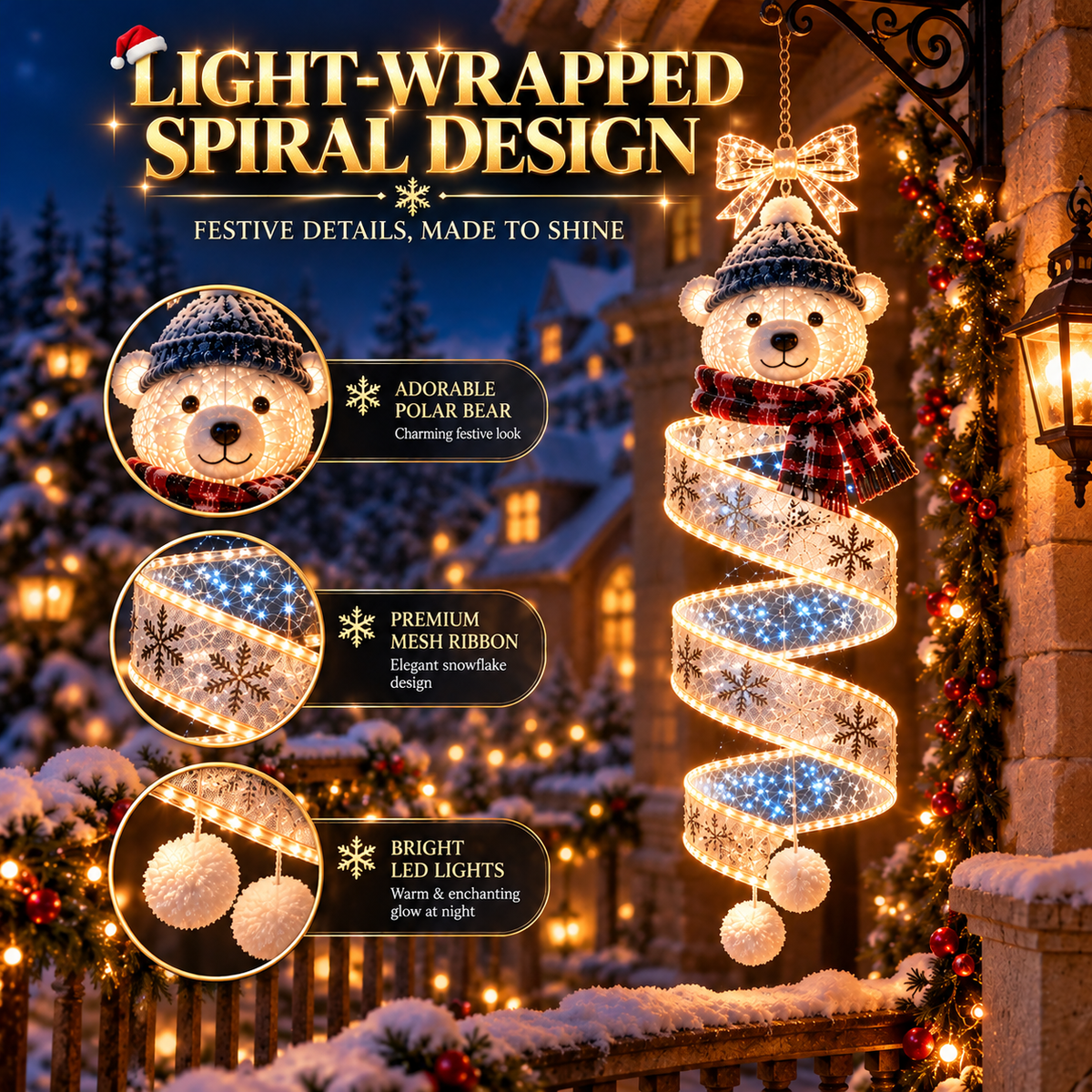 🎄Last day for 70% off🎄Christmas Magic Spiral Hanging LED Light Collection