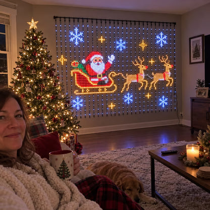 🔥 SPECIAL OFFER | 🎄✨Christmas Smart LED Curtain Lights | App-Controlled Animated Christmas Wall Display ✨