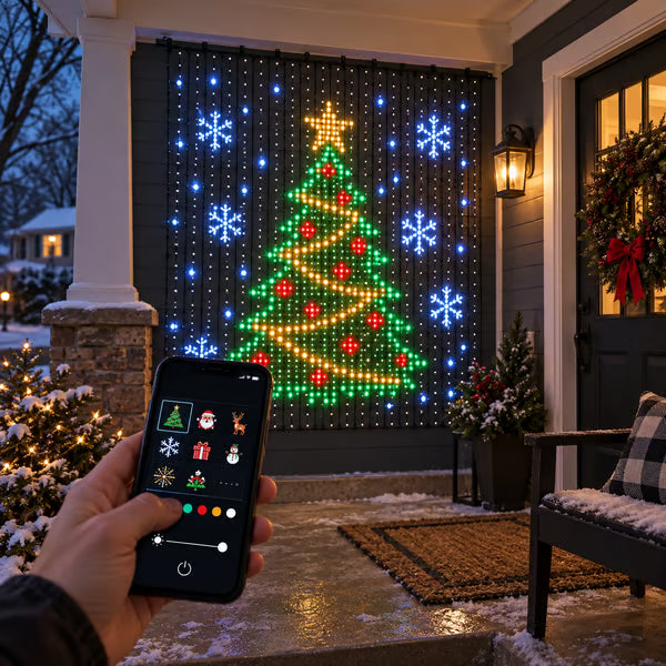 🔥 SPECIAL OFFER | 🎄✨Christmas Smart LED Curtain Lights | App-Controlled Animated Christmas Wall Display ✨