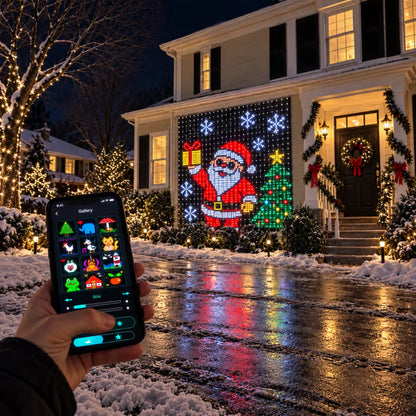 🔥 SPECIAL OFFER | 🎄✨Christmas Smart LED Curtain Lights | App-Controlled Animated Christmas Wall Display ✨