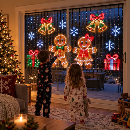 🔥 SPECIAL OFFER | 🎄✨Christmas Smart LED Curtain Lights | App-Controlled Animated Christmas Wall Display ✨