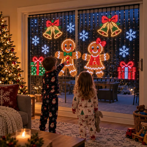 🔥 SPECIAL OFFER | 🎄✨Christmas Smart LED Curtain Lights | App-Controlled Animated Christmas Wall Display ✨