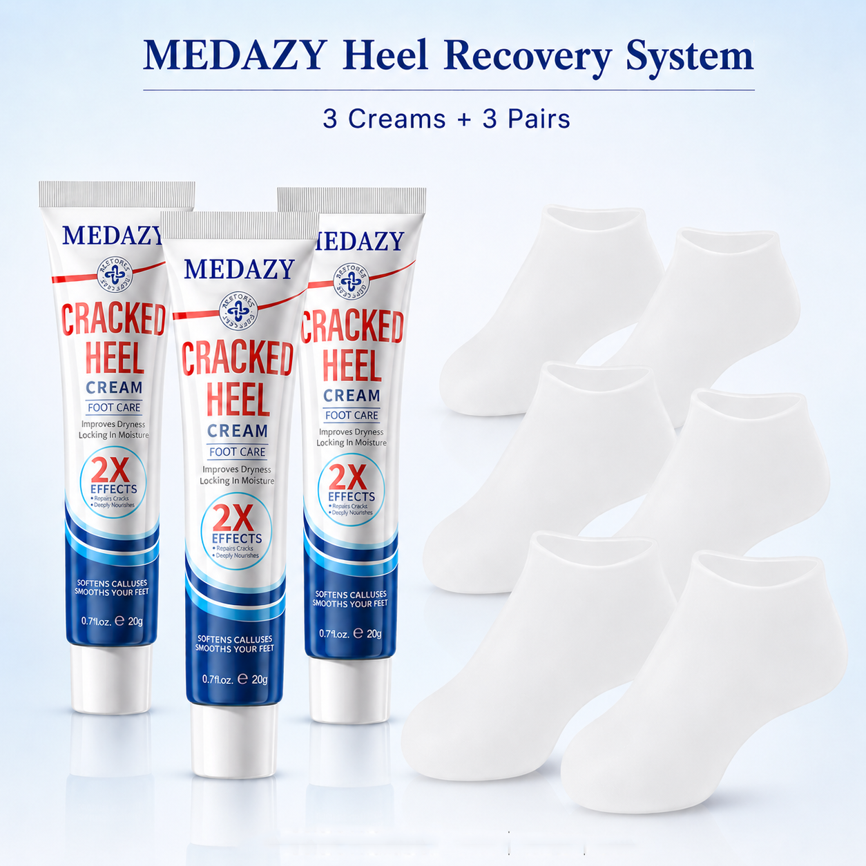 MEDAZY™ Heel Recovery System – Cracked Heel Cream + Moisture-Lock Silicone Socks