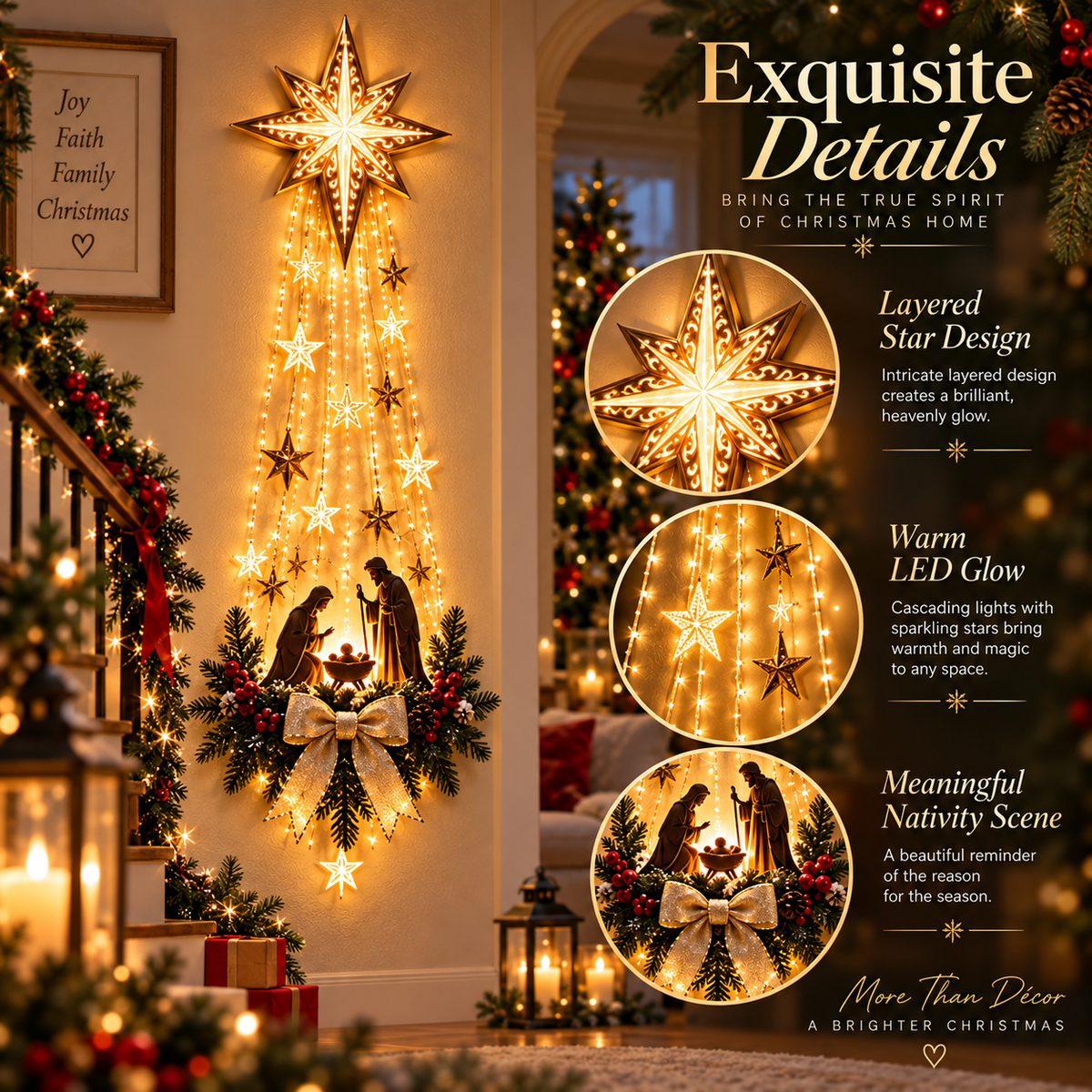 ✨Last Day 70% OFF✨✝️ Bethlehem Star of Faith™ – Lighted Nativity Wall Decor